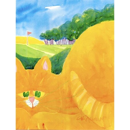 Carolines Treasures 11 x 15 in. Orange Tabby Cat On The Green Golfer Flag Garden Size 6021GF